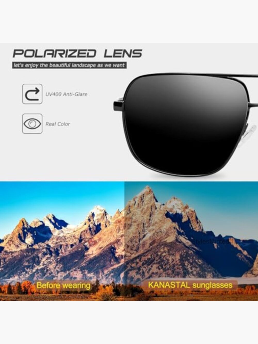 Military Style Aviation Sunglasses Polarized UV400 for Men Women Vintage - Picture 3 of 7